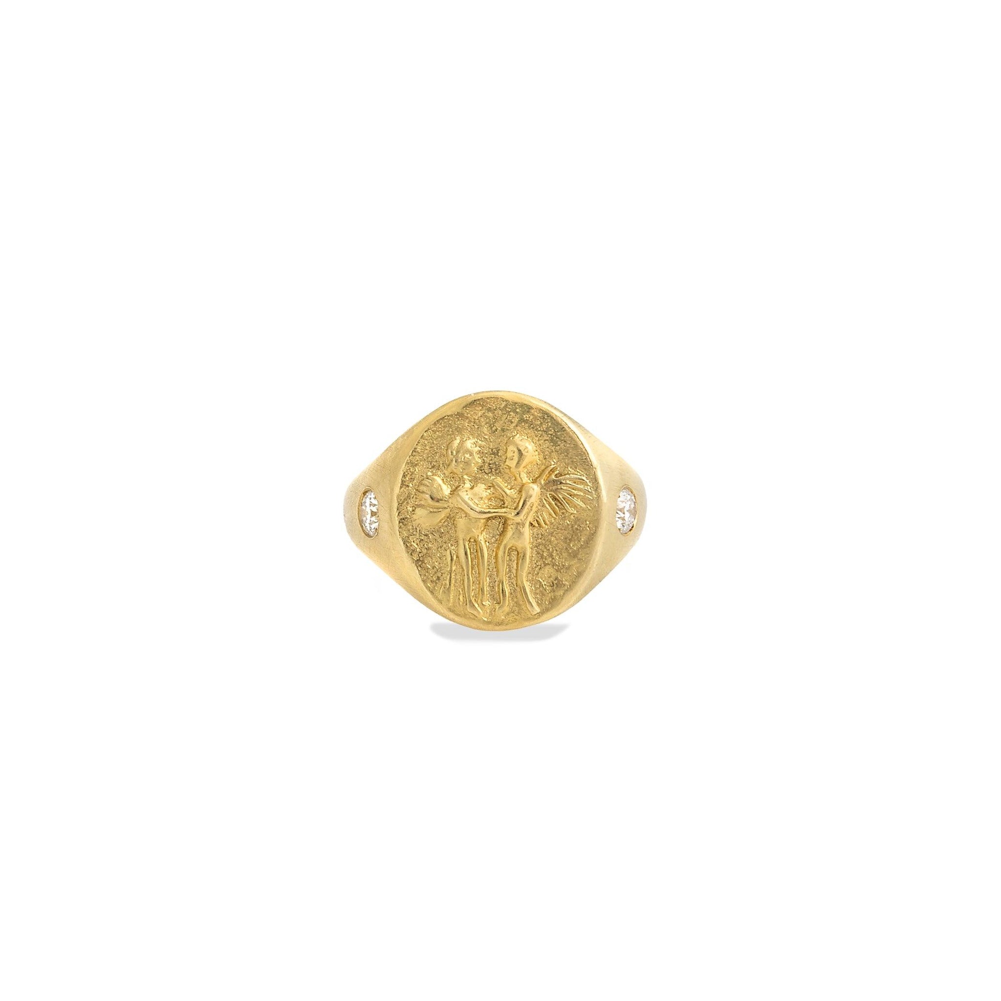 Eros & Psyche Signet Ring with Brilliant Diamonds | Christina