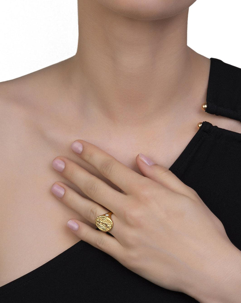 Niki Signet Ring with Brilliant Diamonds - Christina Alexiou Fine Jewelry