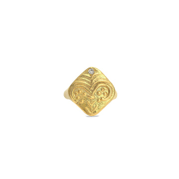 Palmyra Signet Ring with Brilliant Diamond - Christina Alexiou Fine Jewelry