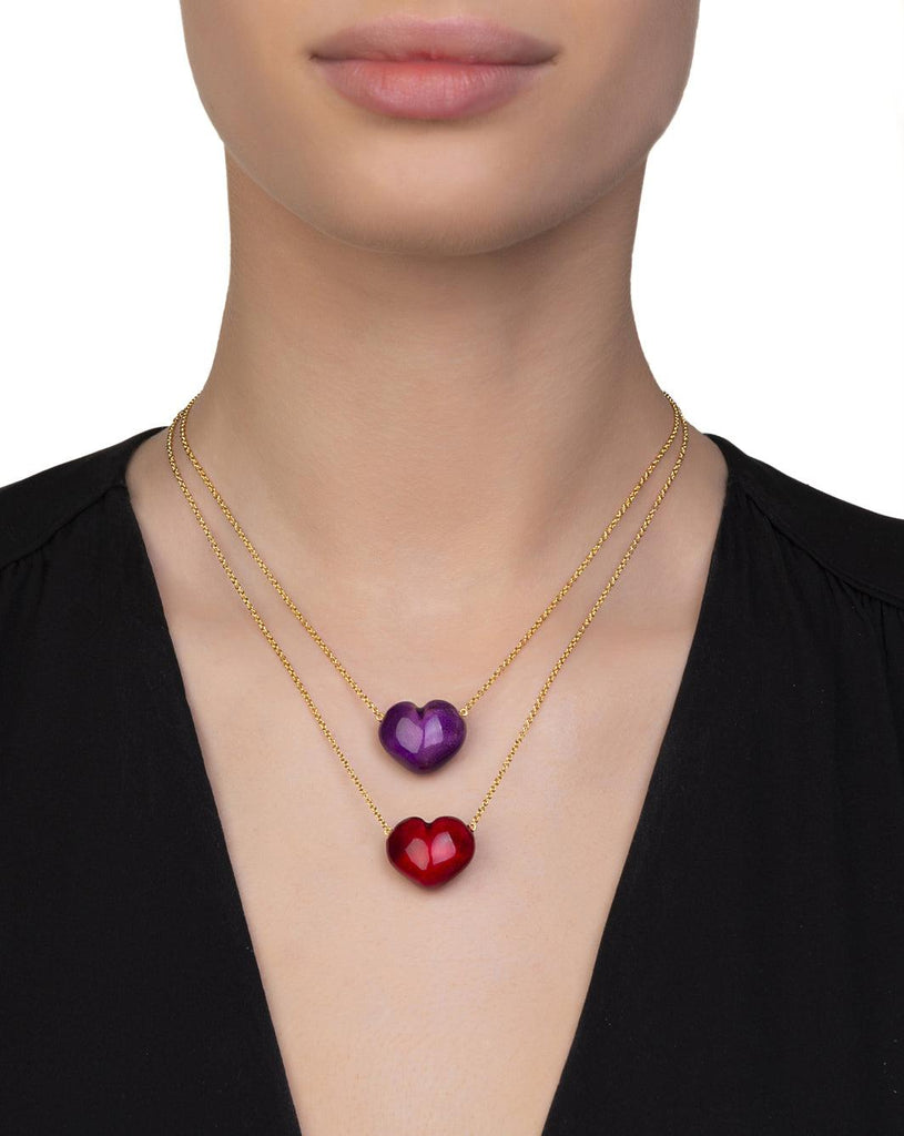 Red Bubble Heart Necklace - Christina Alexiou Fine Jewelry