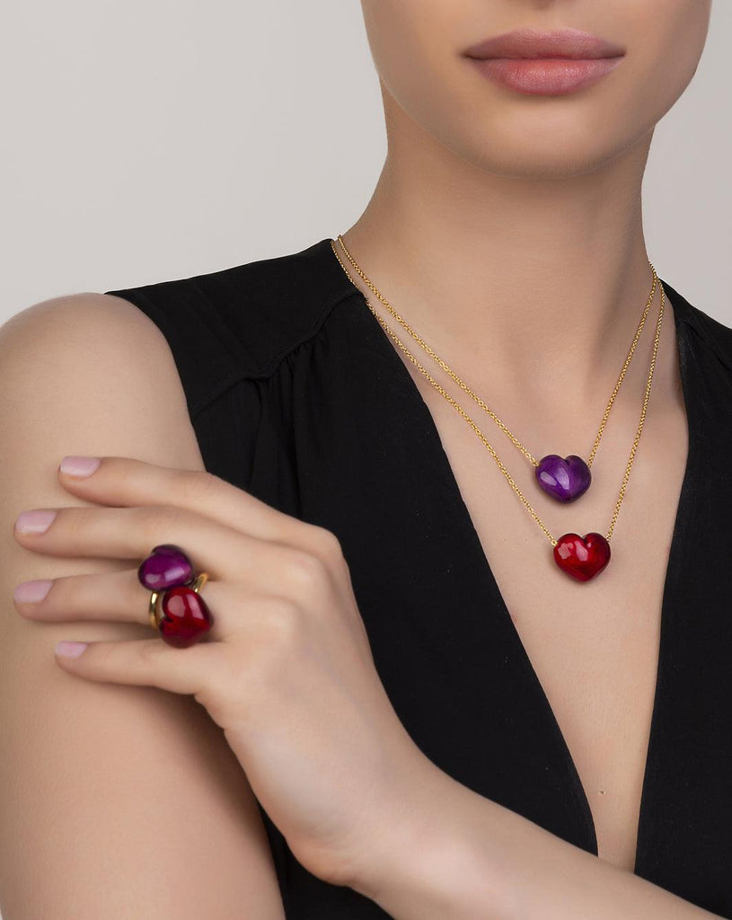 Red Bubble Heart Necklace - Christina Alexiou Fine Jewelry