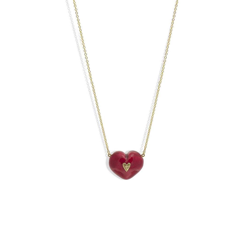 Red Bubble Heart Necklace - Christina Alexiou Fine Jewelry