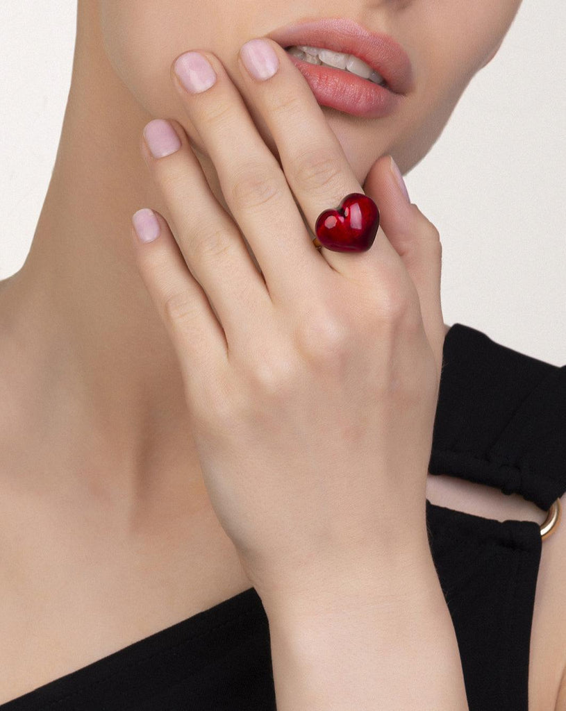 Red Bubble Heart Ring - Christina Alexiou Fine Jewelry