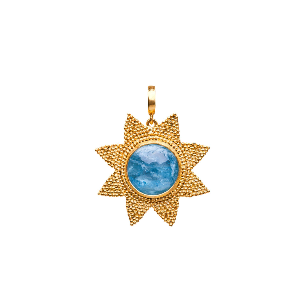 Aquamarine Granulated Star Pendant - Christina Alexiou Fine Jewelry
