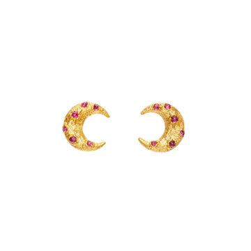 Crescent Moon Studs Pink Sapphire - Christina Alexiou Fine Jewelry