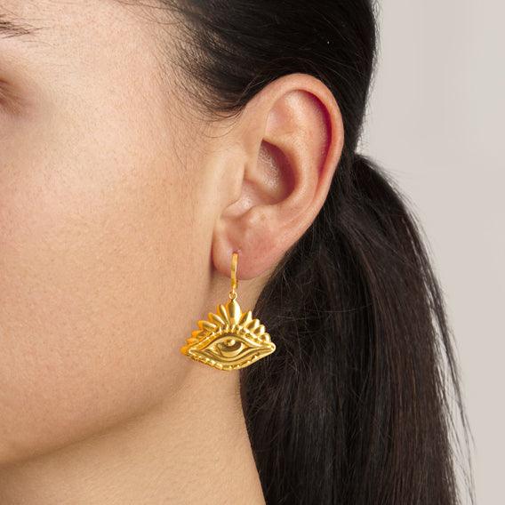 Crown Protective Eye Hoop Earrings - Christina Alexiou Fine Jewelry