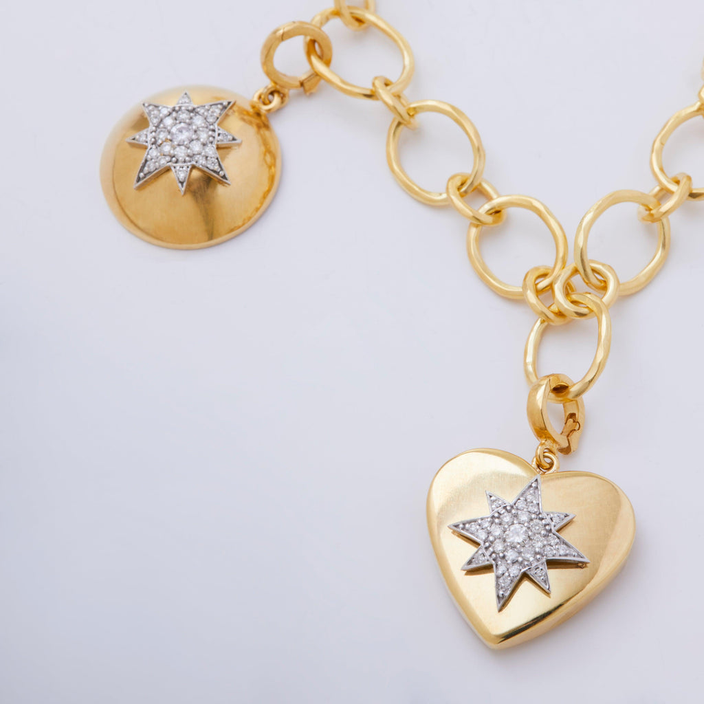 Diamond Star Heart Charm - Christina Alexiou Fine Jewelry