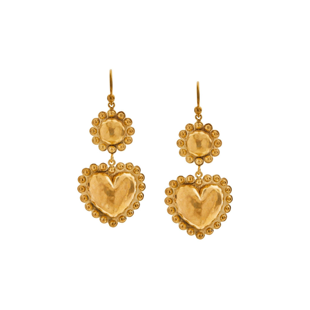 Dot Heart and Flower Dangle Earrings - Christina Alexiou Fine Jewelry