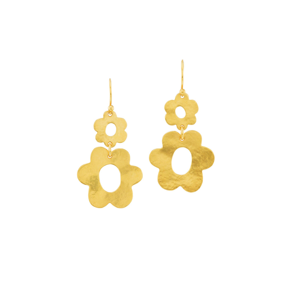 Double Flower Drop Earrings - Christina Alexiou Fine Jewelry