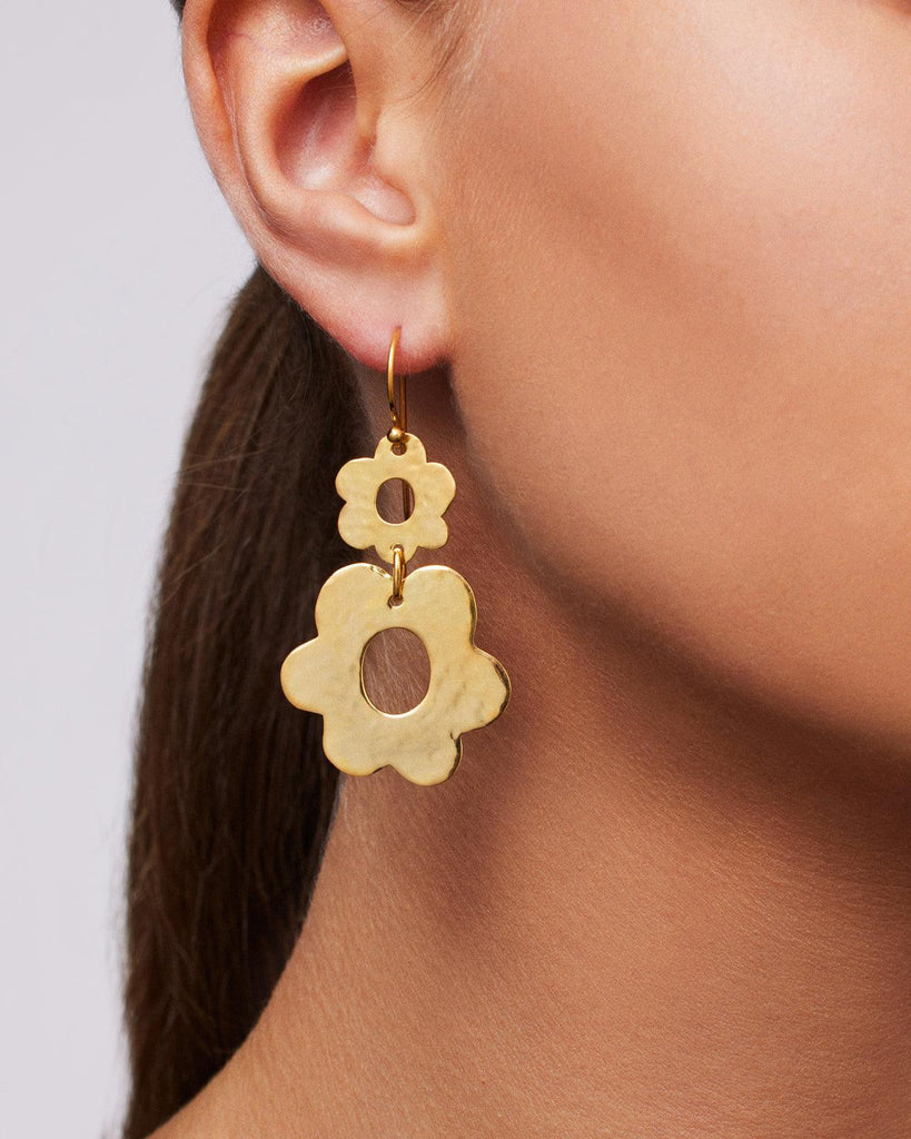 Double Flower Drop Earrings - Christina Alexiou Fine Jewelry