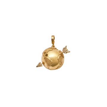 Globe and Arrow Charm with Diamonds - Christina Alexiou Fine Jewelry