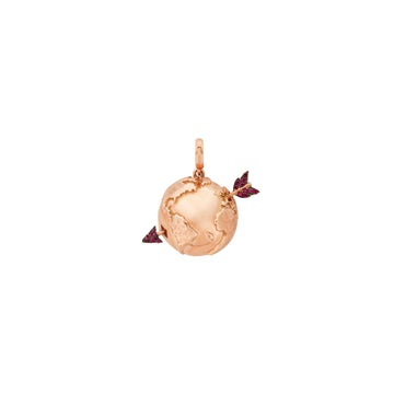 Globe and Arrow Charm with Pink Sapphires - Christina Alexiou Fine Jewelry
