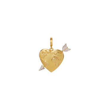 Heart Globe & Arrow Charm with Diamonds - Christina Alexiou Fine Jewelry