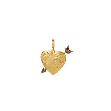 Heart Globe & Arrow Charm with Pink Sapphires - Christina Alexiou Fine Jewelry