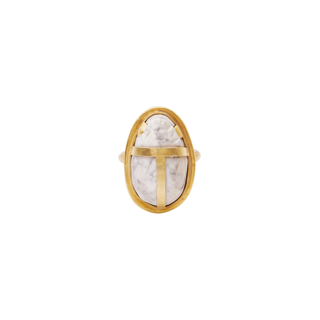 Howlite Scarab Ring - Christina Alexiou Fine Jewelry