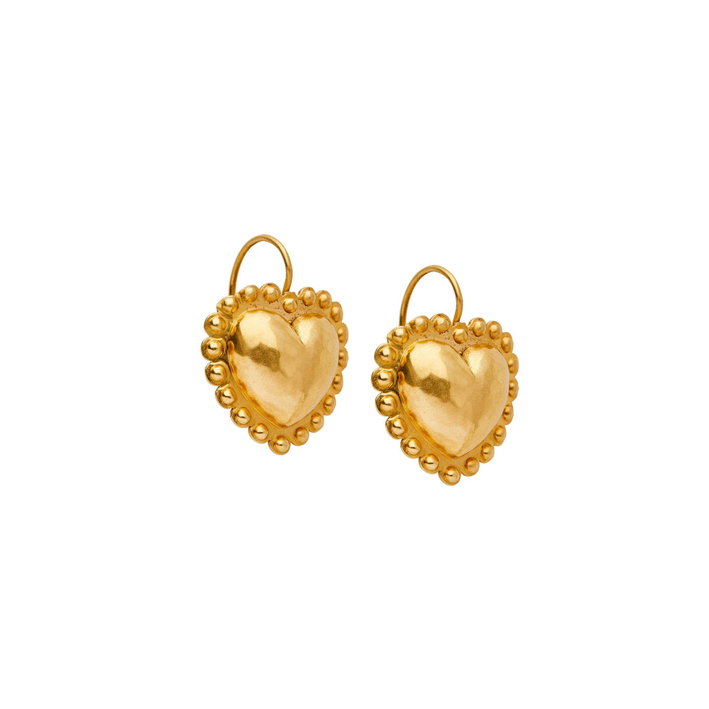 Large Dot Heart Drop Earrings - Christina Alexiou Fine Jewelry