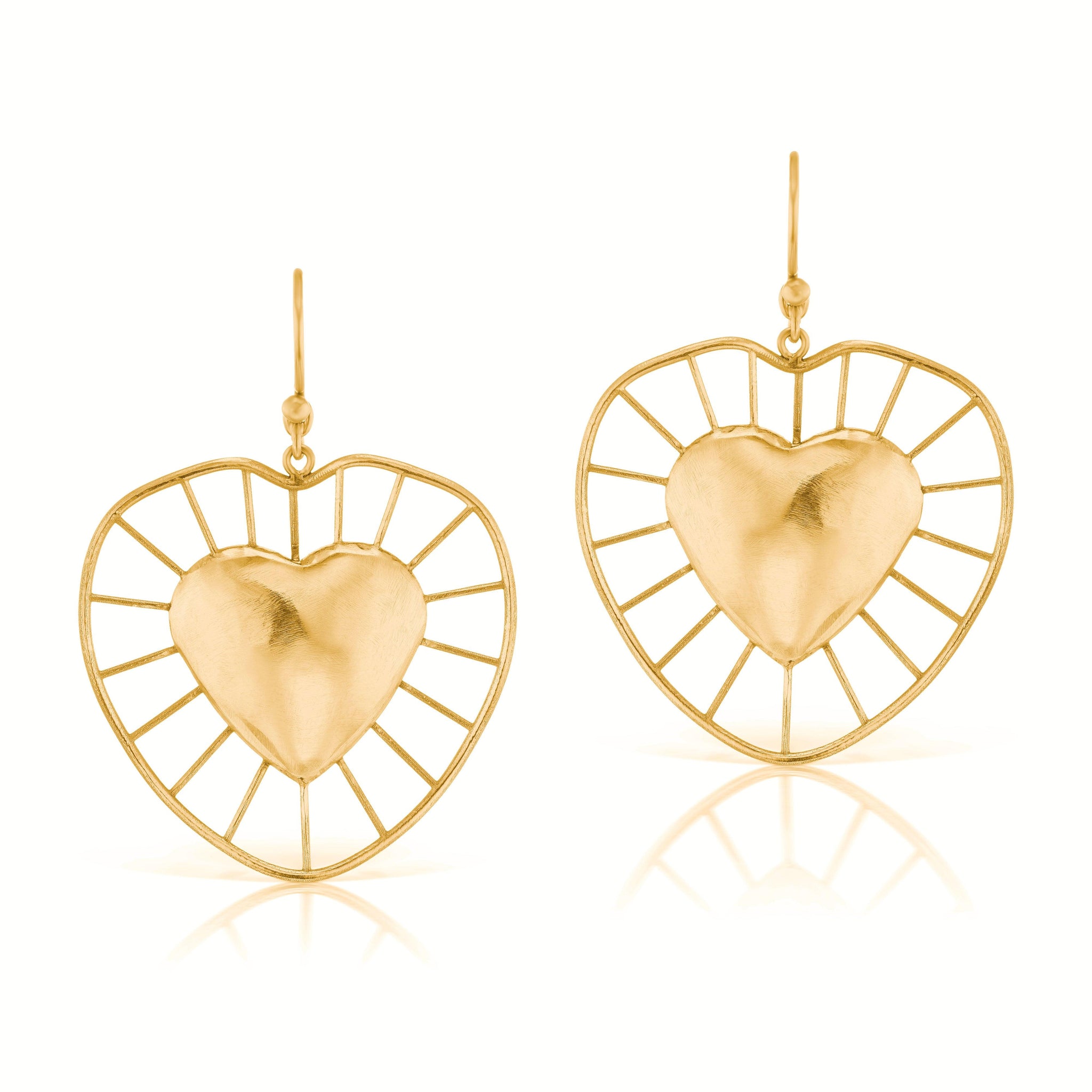 Large Radial Heart Earrings YG, image size:2048x2048