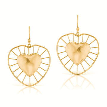 Large Radial Heart Earrings YG - Christina Alexiou Fine Jewelry