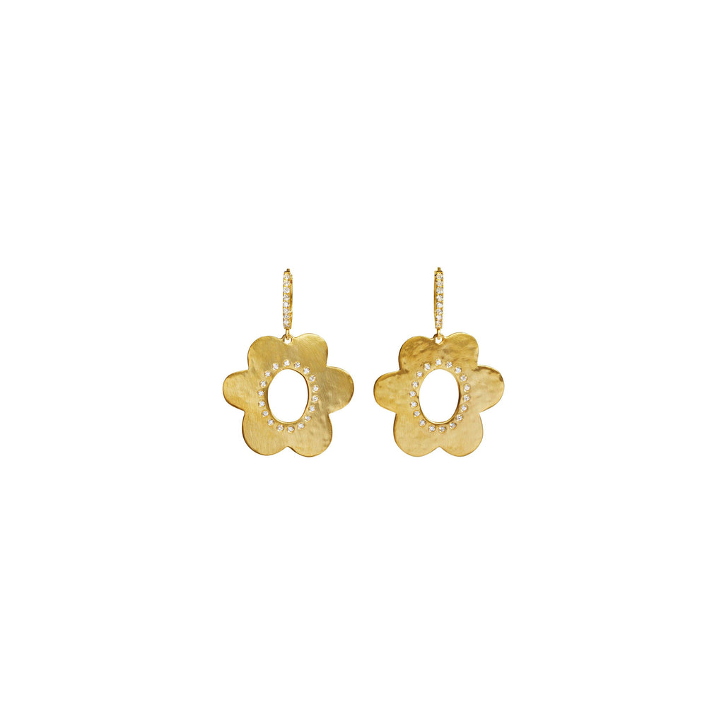 Medium Daisy Hoop Earrings with Diamonds - Christina Alexiou Fine Jewelry