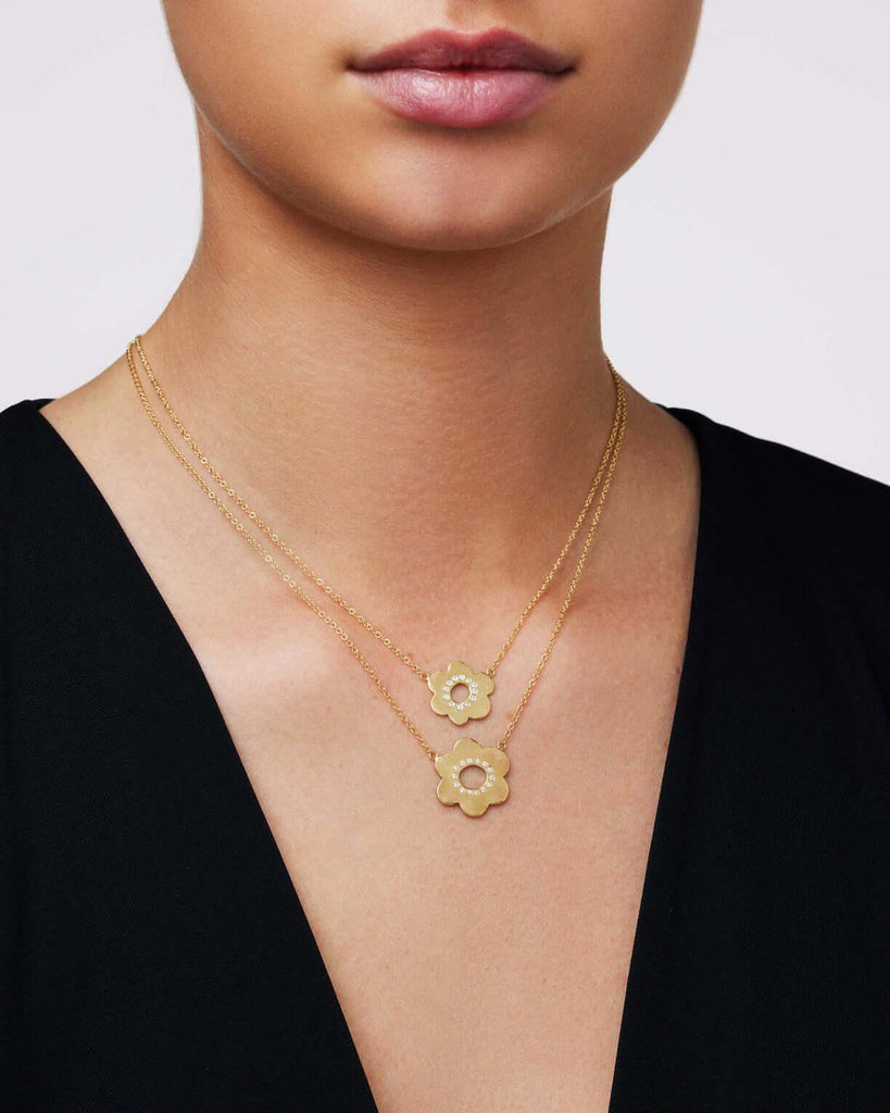 Medium Daisy Necklace with Diamonds - Christina Alexiou Fine Jewelry