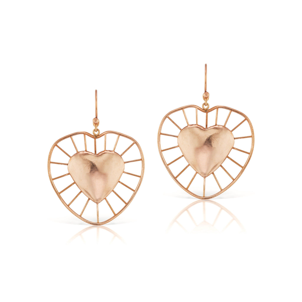 Medium Radial Heart Earrings RG - Christina Alexiou Fine Jewelry