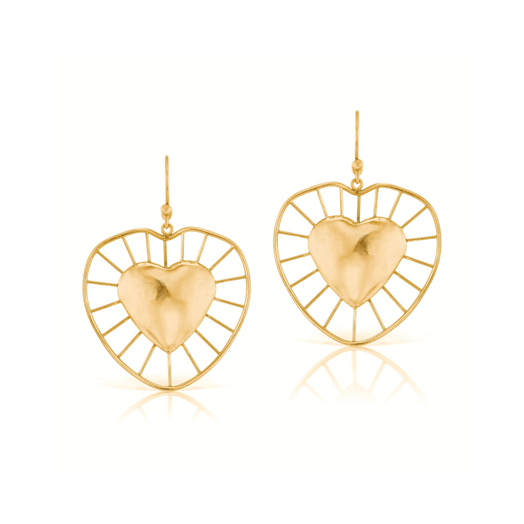 Medium Radial Heart Earrings YG - Christina Alexiou Fine Jewelry