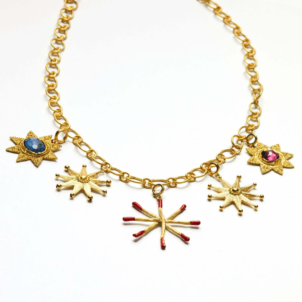 Pink Tourmaline Granulated Star Pendant - Christina Alexiou Fine Jewelry