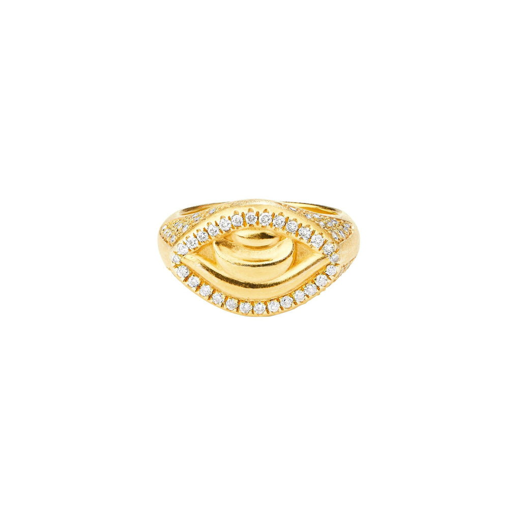 Protective Eye Ring with Diamond Band - Christina Alexiou Fine Jewelry