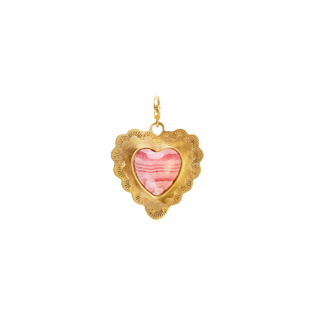 Rhodochrosite Fedra Heart Charm - Christina Alexiou Fine Jewelry