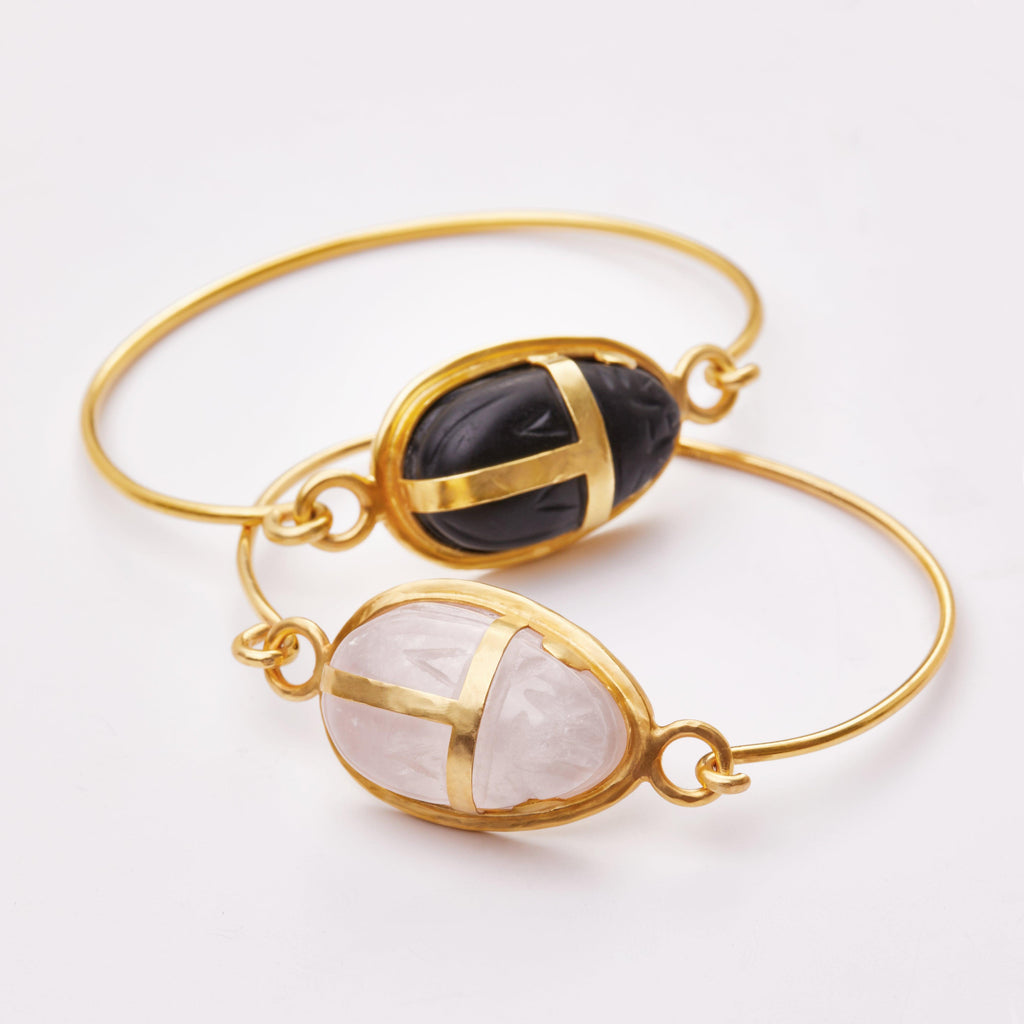 Rose Quartz Scarab Cuff - Christina Alexiou Fine Jewelry