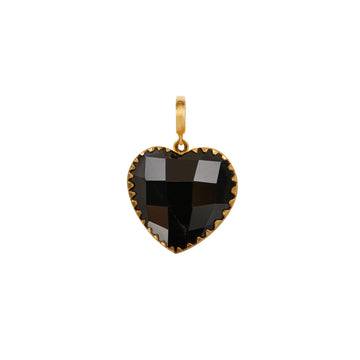 Small Black Agate Heart Charm - Christina Alexiou Fine Jewelry
