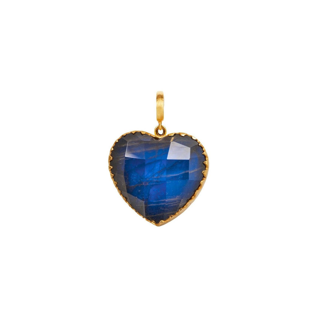 Small Blue Labradorite Heart Charm - Christina Alexiou Fine Jewelry