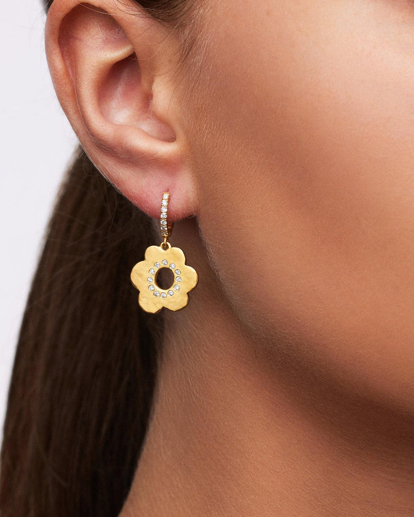 Small Daisy Hoop Earrings with Diamonds - Christina Alexiou Fine Jewelry