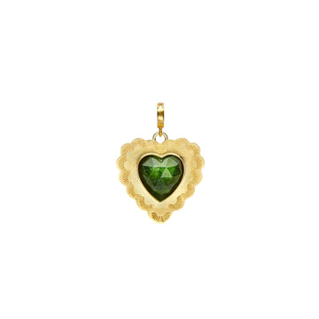 Small Green Tourmaline Fedra Heart charm - Christina Alexiou Fine Jewelry