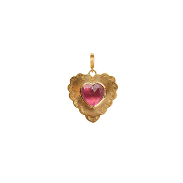 Small Pink Tourmaline Fedra Heart charm - Christina Alexiou Fine Jewelry